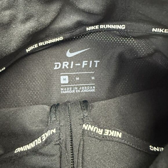 Nike Men Dri-FIT Element 1/4 Zip Black Reflective Running Top M Shirt Thumbholes - Picture 7 of 11